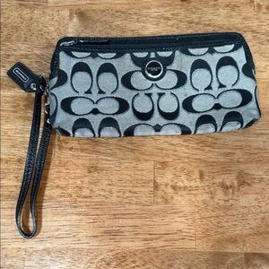 Coach Signature Black and Gray Wristlet
